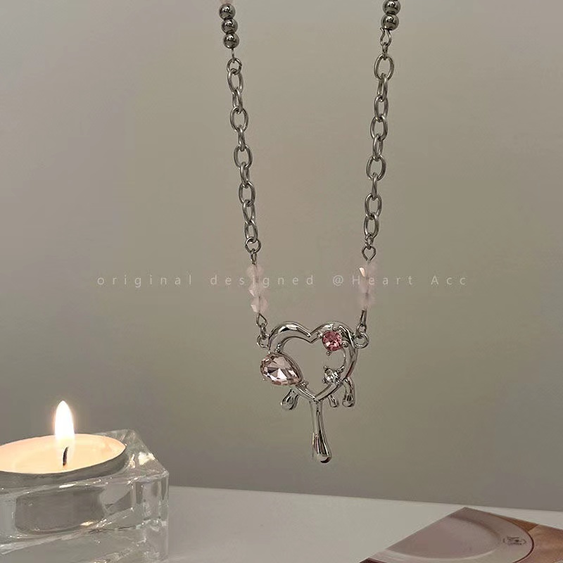 iF YOU Vòng cổ Mặt Trái Tim Đính Ngọc Trai Nhân Tạo Thời Trang