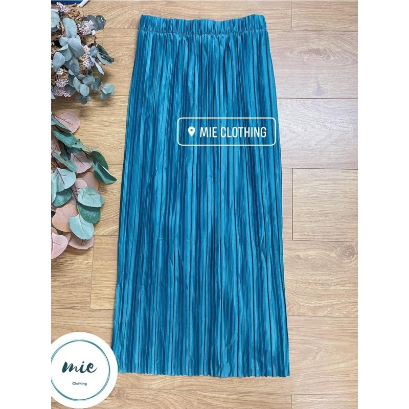 Chân Váy Xếp Ly, Chân Váy Midi Xẻ Sau Mix Áo Sơ Mi, Áo Phông Mặc Hè Đi Biển Màu Nổi Hồng Vàng Xanh Đen