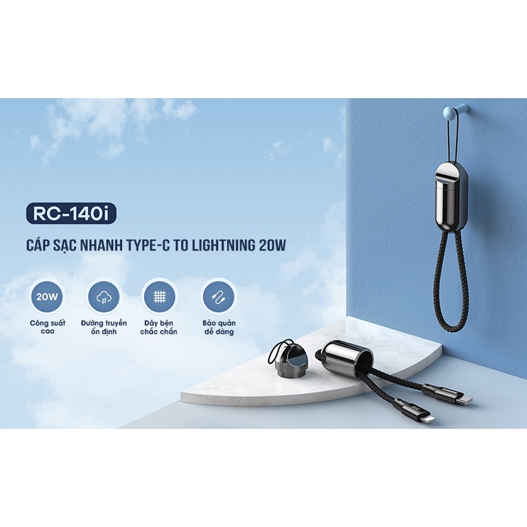 Cáp Sạc Nhanh 20W Remax RC - 140 , Cáp Sạc Chính Hãng Có Dây Buộc - Nhacuamin