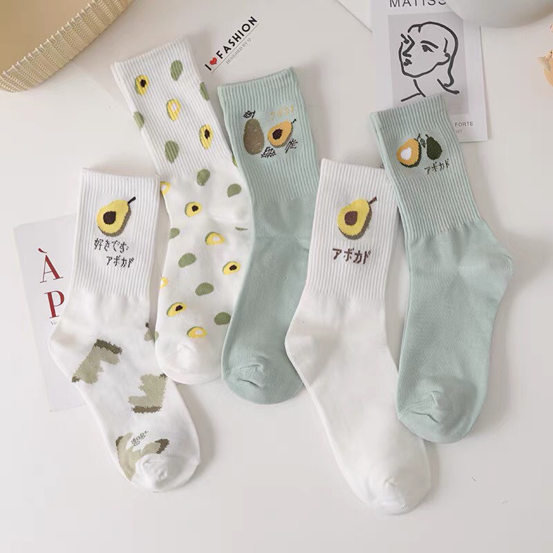 Tất vớ nữ cổ cao cotton set tất bơ dễ thương phong cách hàn quốc Tumie Store