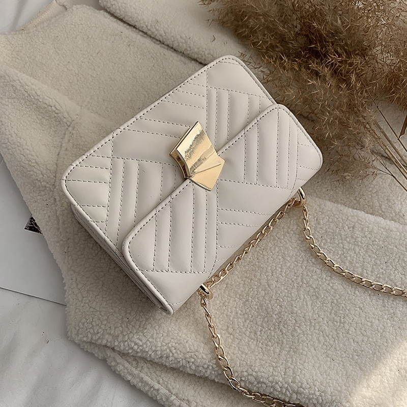 Túi Đeo Vai Hình Vuông Phối Dây Đeo Sợi Xích Phong Cách Hàn Quốc Thời Trang Cho Nữ