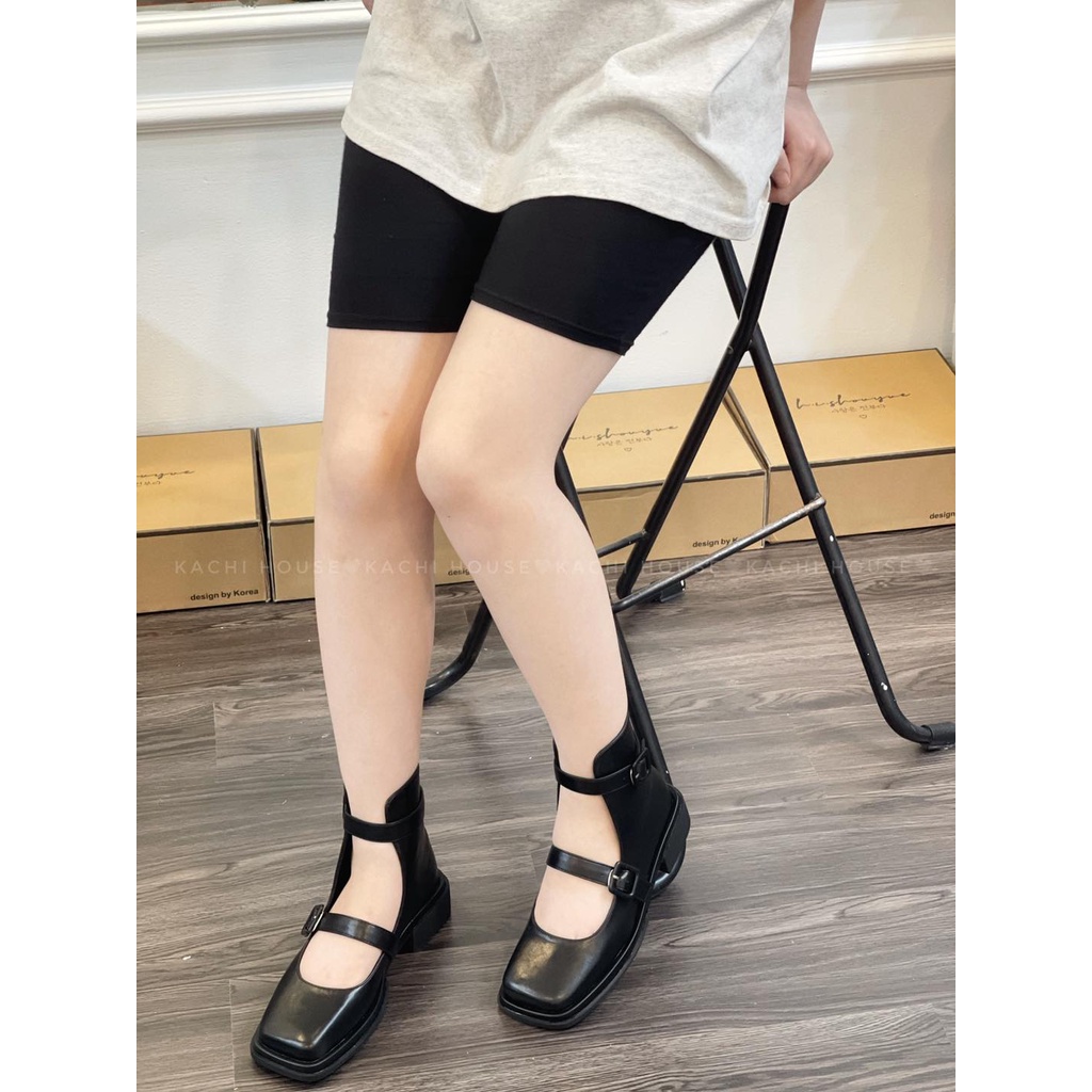 Giày mũi vuông cao cổ 2 quai ngang S008-6- Kachi House
