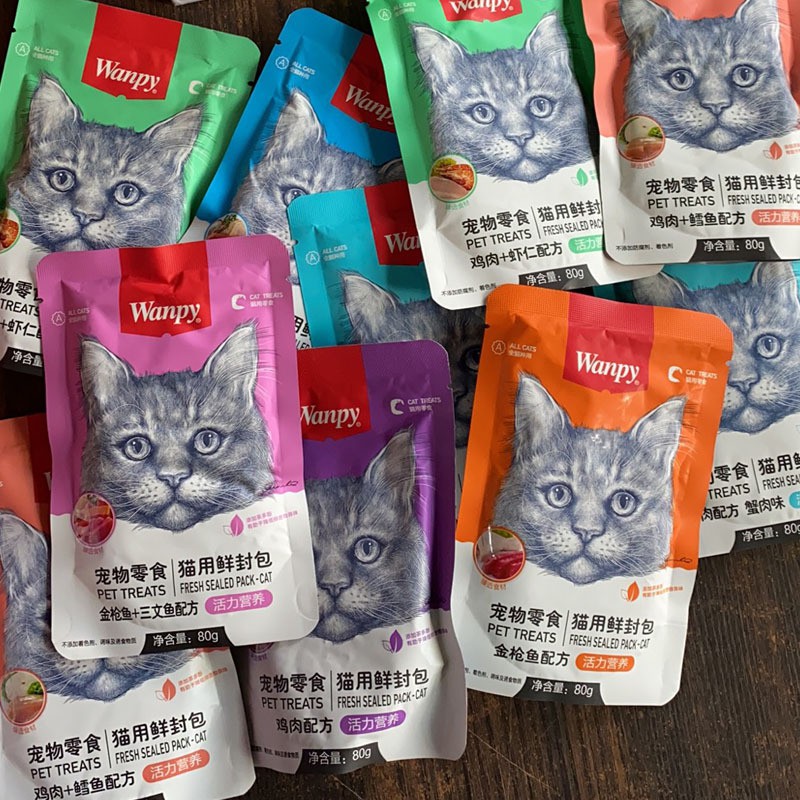 Pate Wanpy Cho Mèo Gói 80g (Nhiều vị) - Thơm Ngon Bổ Dưỡng