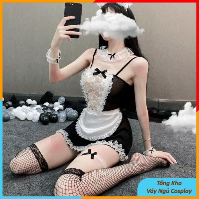 Bộ đồ ngủ cosplay hầu gái sexy [hg001], loại đẹo và loại thường -đầm ngủ cosplay giúp việc chụp ảnh indoor studio TKVN