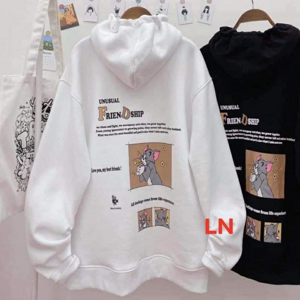 ÁO HOODIES NỈ BÔNG IN HÌNH MÈO CHUỘT