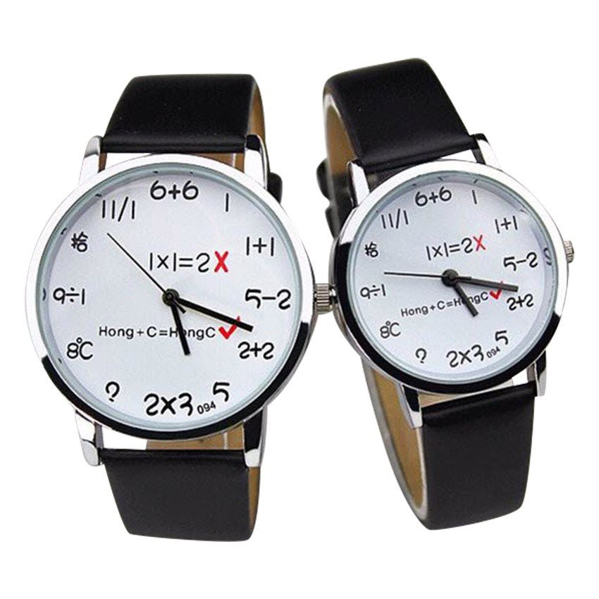 Đồng hồ cặp khuyến mãi mặt số toán học- Giá bán trên là 2 chiếc như hình + tặng kèm thêm 2 viên pin