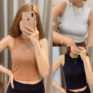 Áo tanktop croptop ba lỗ thun ulzzang ôm body trắng đen nude áo kiểu
