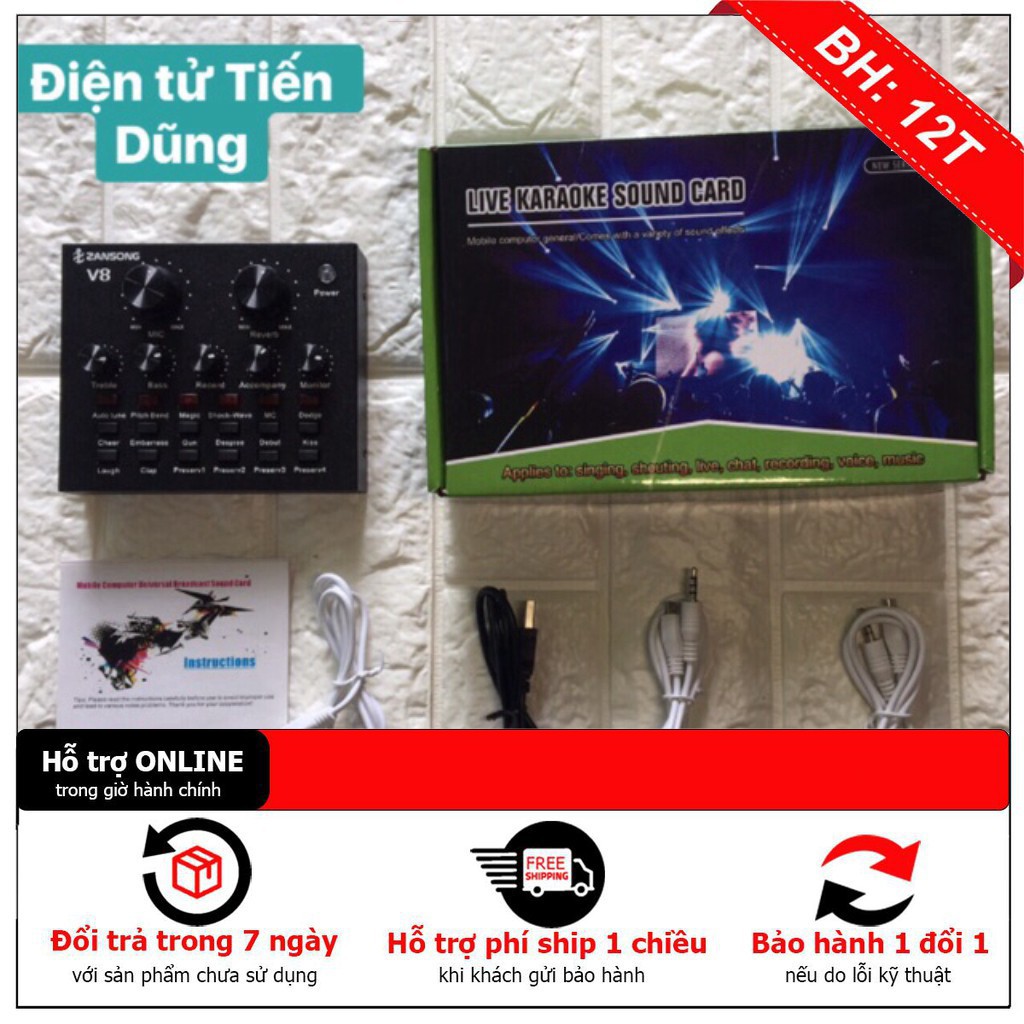 [ HÀNG CHẤT LƯỢNG] SOUND CARD V8 CÓ LOẠI BLUETOOTH chế độ Autu-tune phiên bản tiếng anh - Giá tốt nhất miền nam