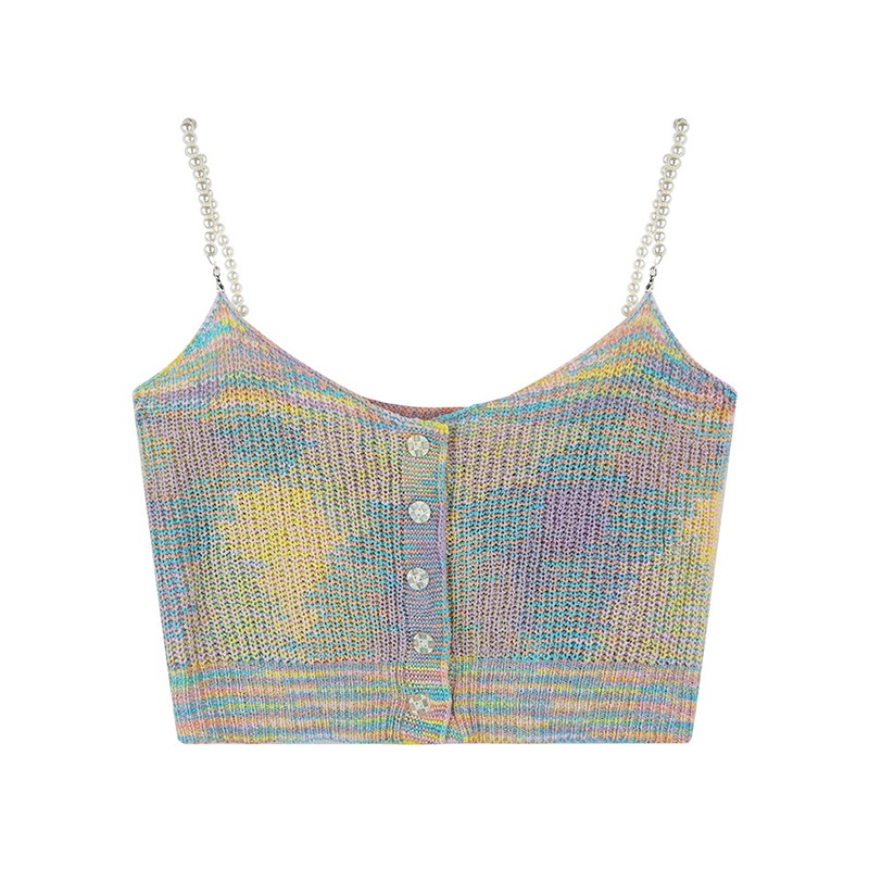 XIAO ZHAI NV QADCOL Áo Hai Dây Cổ Chữ v Màu Sắc retro Phong Cách Pháp Thời Trang Mùa Hè Cho Nữ