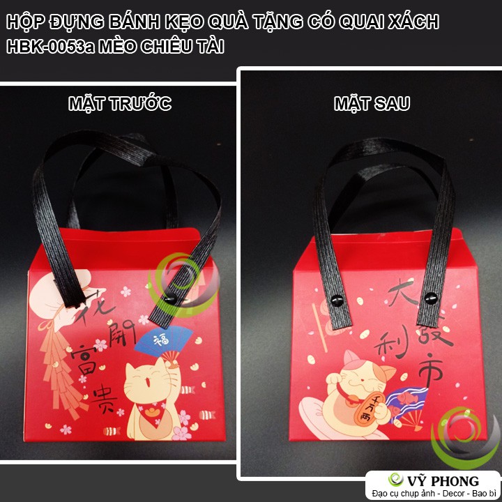 HỘP ĐỰNG BÁNH KẸO QUÀ TẶNG TẾT CÓ QUAI XÁCH TRANG TRÍ CÁC DỊP XUÂN NĂM MỚI HÌNH CÁ CHÉP MÈO CHIÊU TÀI HBK-0053 | BigBuy360 - bigbuy360.vn