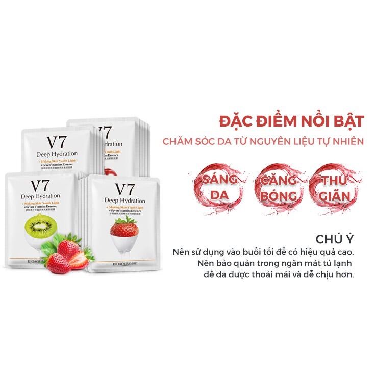 Mặt nạ giấy chống lão hóa dưỡng da trắng da dưỡng ẩm giảm mụn V7 Bioaqua LUVELA MN05