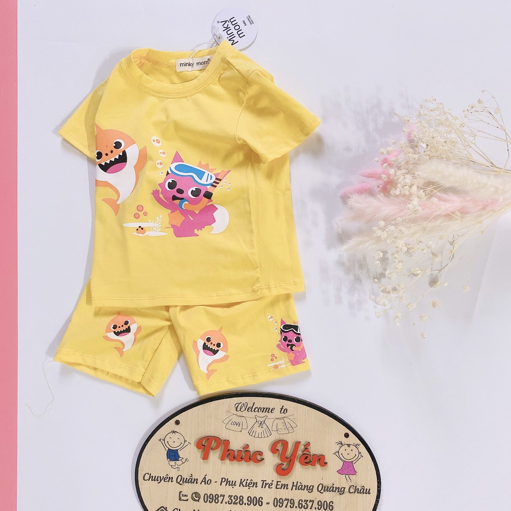 Sale !!! Bộ Cộc Tay Cotton 100% Hàng Minky Mom Họa Tiết Ô Tô Vàng Nền Cam Cho Bé (8-18kg)( 1479) Shop Phúc Yến