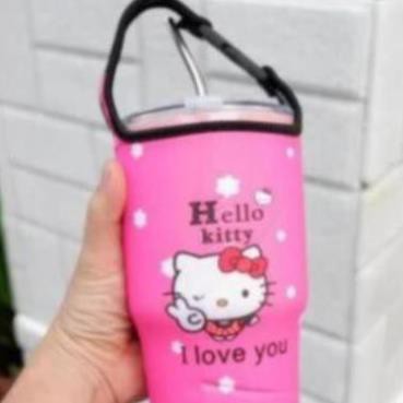 Ly giữ nhiệt inox 900ml hình doraemon, kitty tặng kèm ống hút và túi vải NPP Shoptido