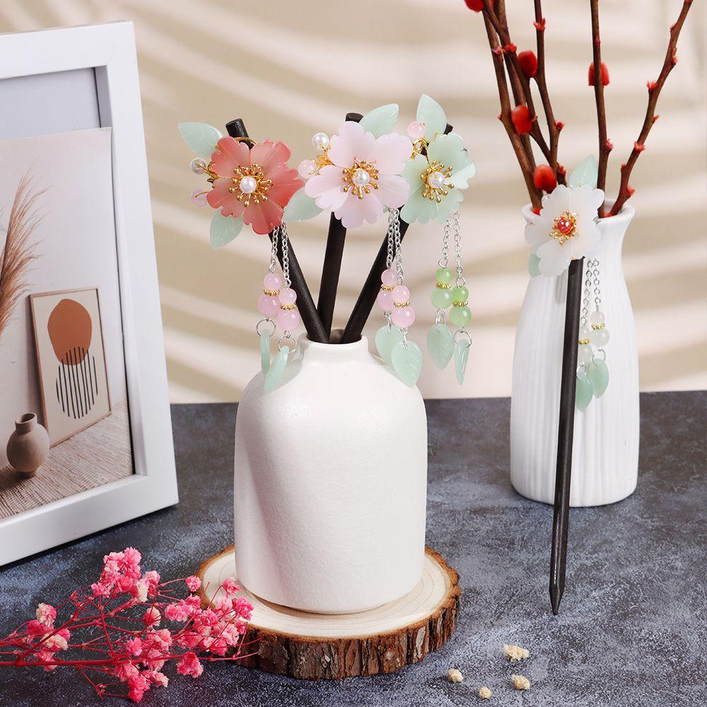 Trâm Cài Tóc Họa Tiết Hoa Phối Tua Rua Phong Cách Trung Hoa Cổ Điển Thời Trang Cho Nữ