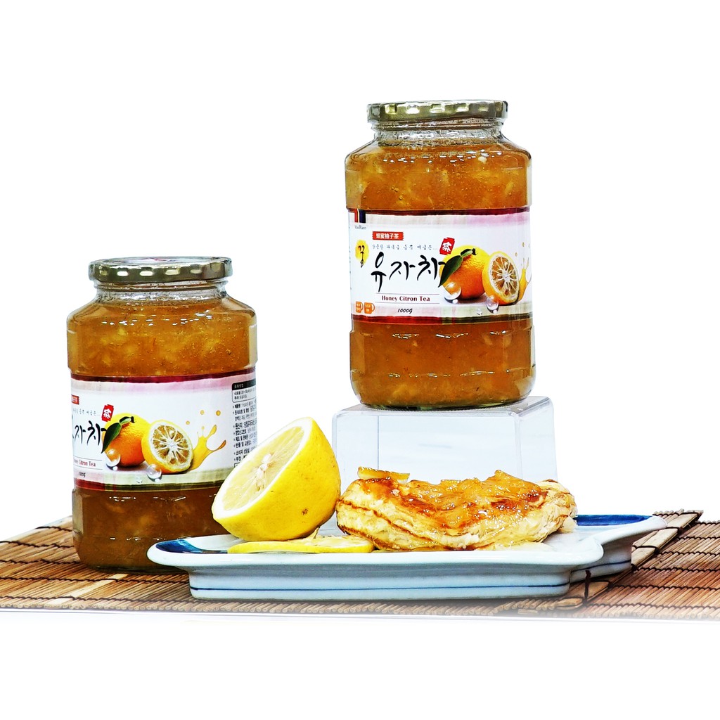 MIWAMI - 2 hũ trà mật ong chanh 1000g tặng 2 hộp kẹo hồng sâm Hàn Quốc 200g