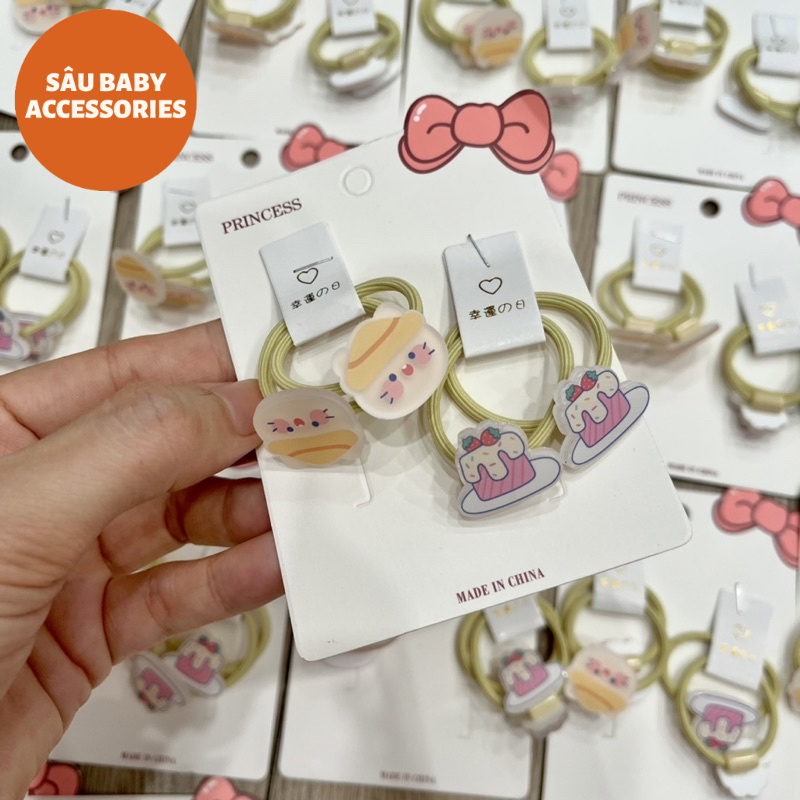 Sét 2 đôi dây chun buộc tóc hình siêu cute cho bé