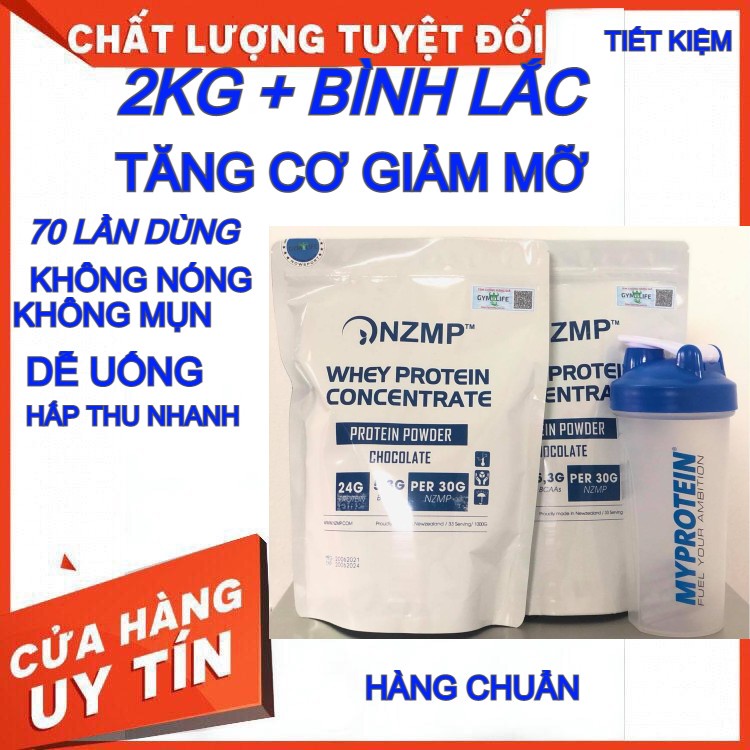 COMBO 2KG WHEY PROTEIN CONCENTRATE 80% NZMP-TẶNG BÌNH LẮC150K