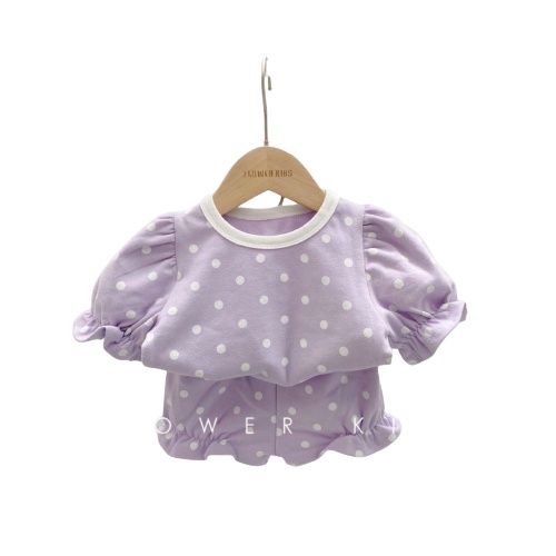 Bộ cotton chấm bi tay và quần bo chun hàng xuất siêu đẹp XHN915
