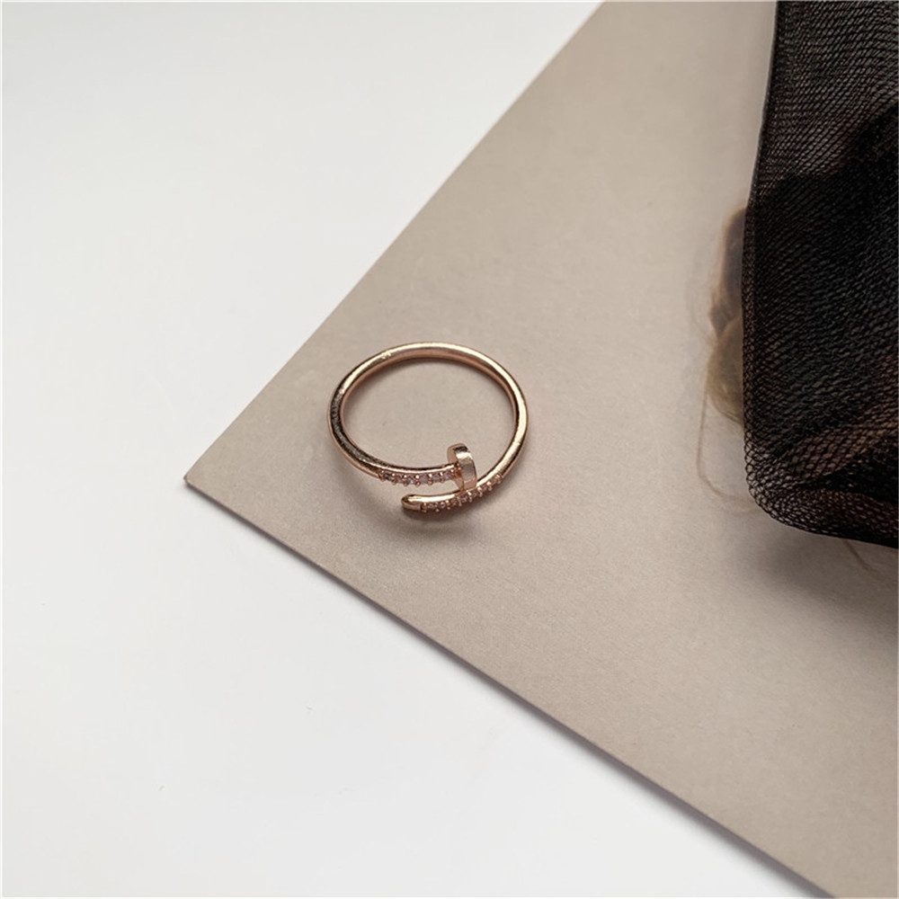 Fashion Nail Ring Korean Personality Exquisite Zircon Opening Adjustable