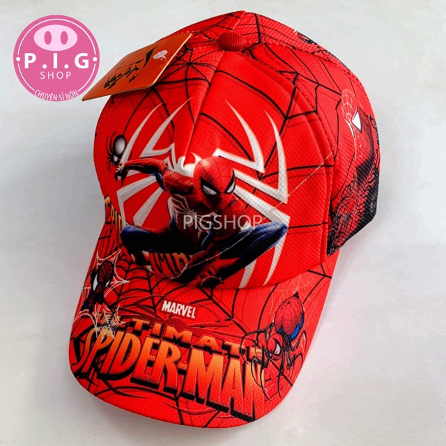 Nón kết Sipderman in full đỏ cho bé trai 2-6 tuổi