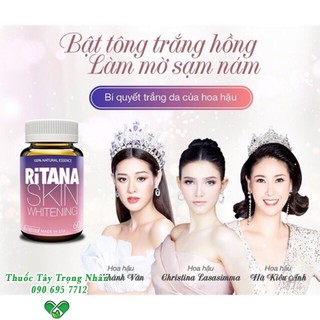 Viên Uống Trắng Da RITANA SKIN WHITENING Làm Trắng Trẻ Hoá Da Ngăn Ngừa Lão Hoá