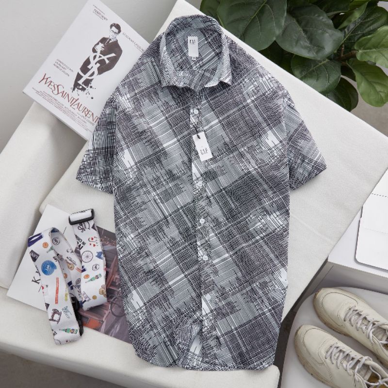 Áo sơ mi nam ngắn tay vải kate cotton HỌA tiết trẻ trung thoáng mát