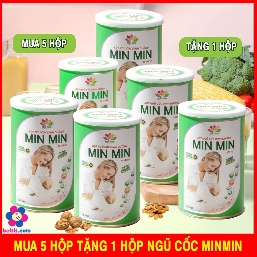 [MUA 5 TẶNG 1] Bột Ngũ Cốc Siêu Lợi Sữa MinMin Xanh Hộp 30 Loại Hạt Min Min - BETITI