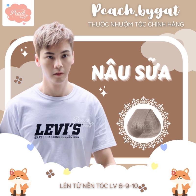 Thuốc nhuộm tóc NAM màu NÂU SỮA cần sử dụng thuốc tẩy tóc của Peach.bygat