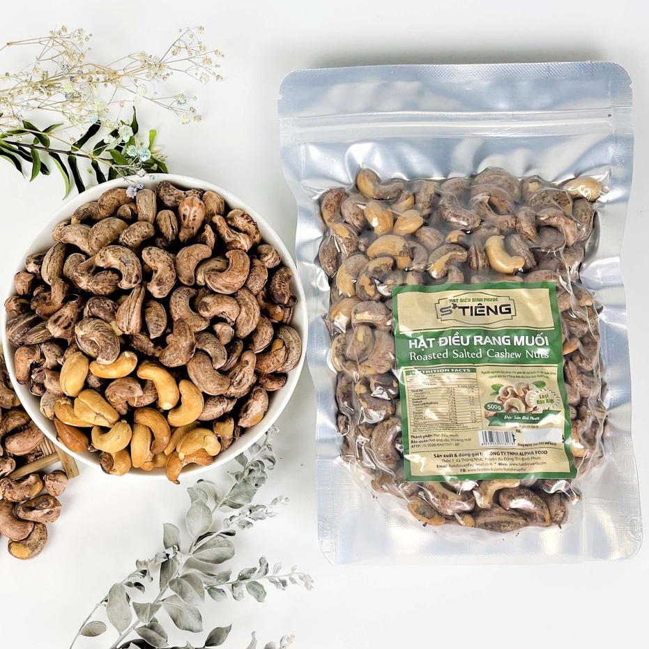 500Gr Hạt Điều Rang Muối STiêng Nguyên Hạt (Size 600 Hạt/Kg) Túi Zip