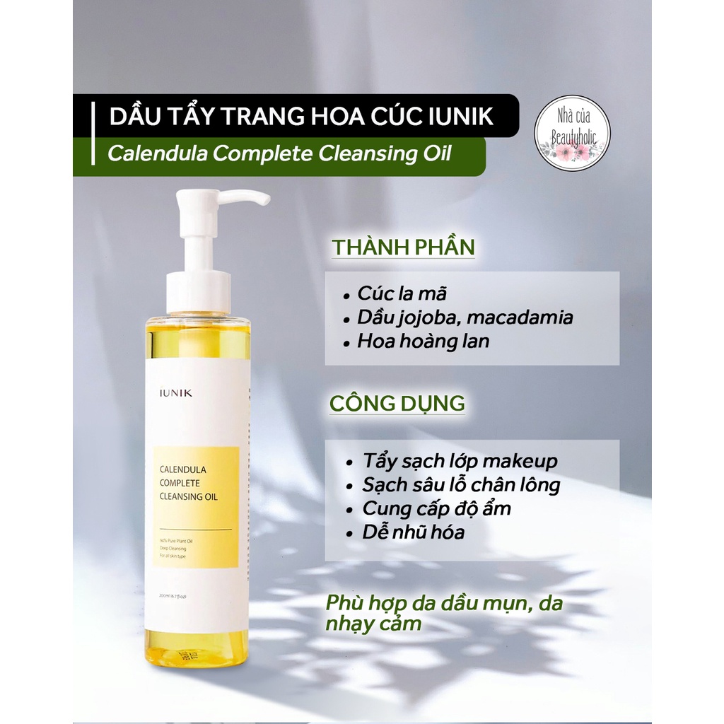 Dầu tẩy trang IUNIK CALENDULA COMPLETE CLEANSING OIL