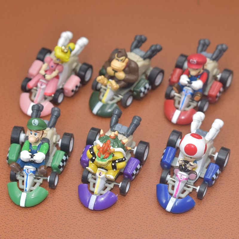 Set 6 Mô Hình Nhân Vật Game Super Mario Bros Kart 5.5cm