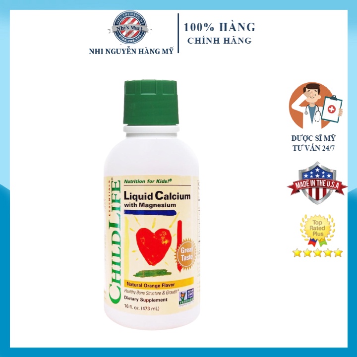 Siro Bổ Sung Canxi Nước Và Magiê Cho Trẻ Childlife Liquid Calcium With Magnesium Mỹ