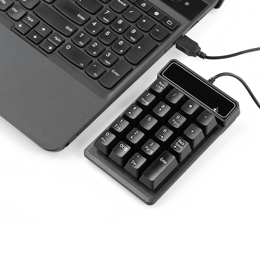 Ê USB Wired Numeric Keypad Mechanical Feel Number Pad Keyboard 19 Keys Water-proof for Laptop Desktop PC Notebook Black