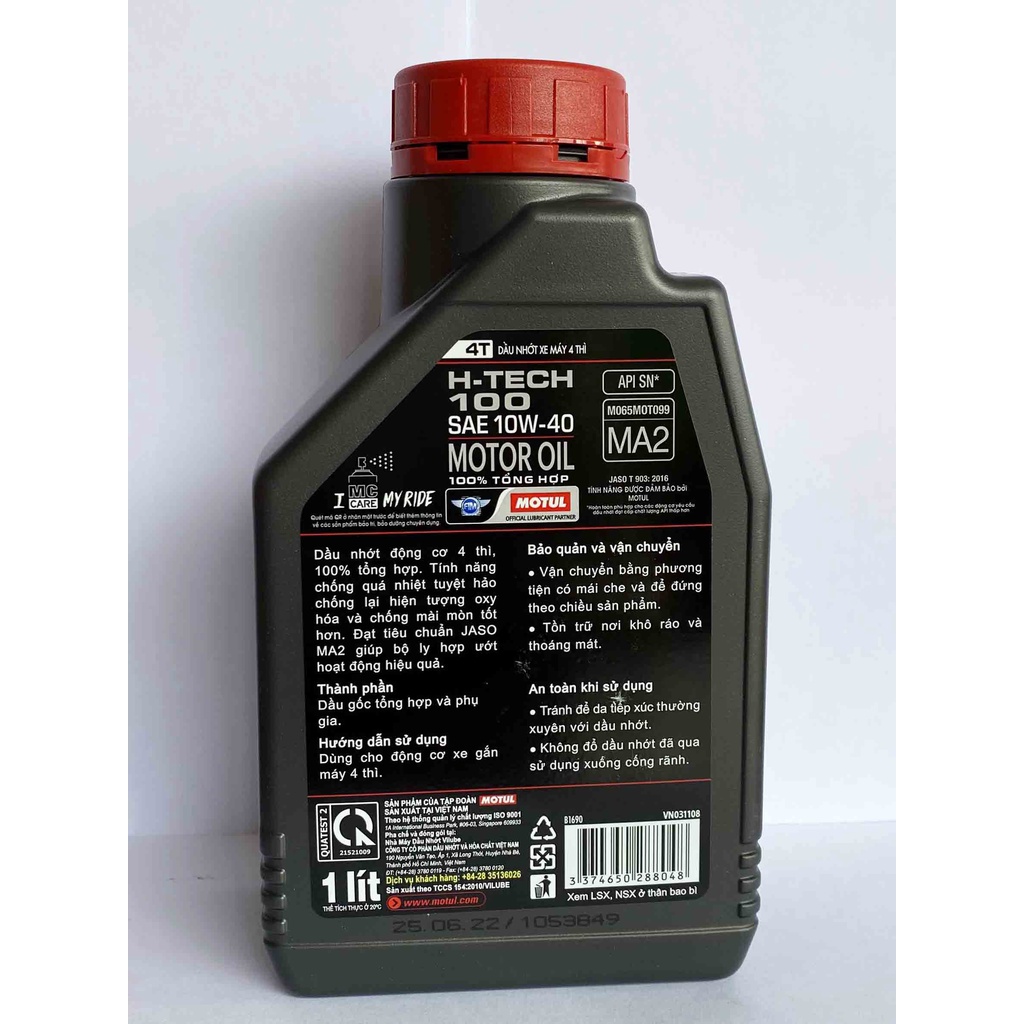 Nhớt MoTul H-Tech 10W40 Cho Xe Số Và Côn Tay Thể Thao