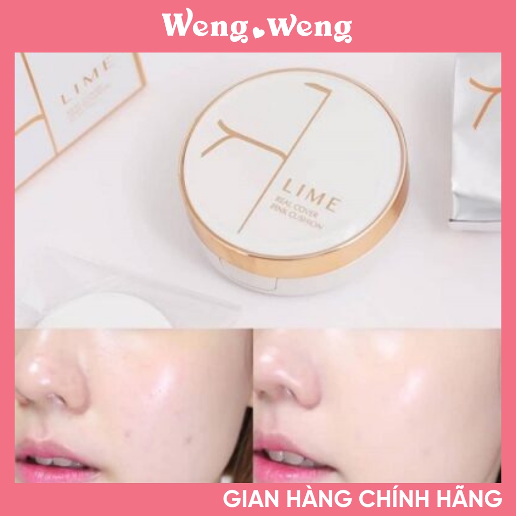 Phấn nền cushion Lime Real Cover Pink Cushion 𝗦𝗣𝗙𝟱𝟬+ 𝗣𝗔+++