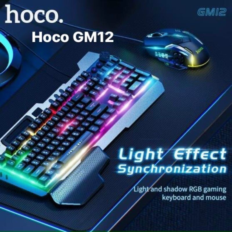 Bộ Bàn Phím Và Chuột Gaming Hoco GM12 Chơi Game Có Dây - Có Đèn Nền LED RGB Tùy Chỉnh