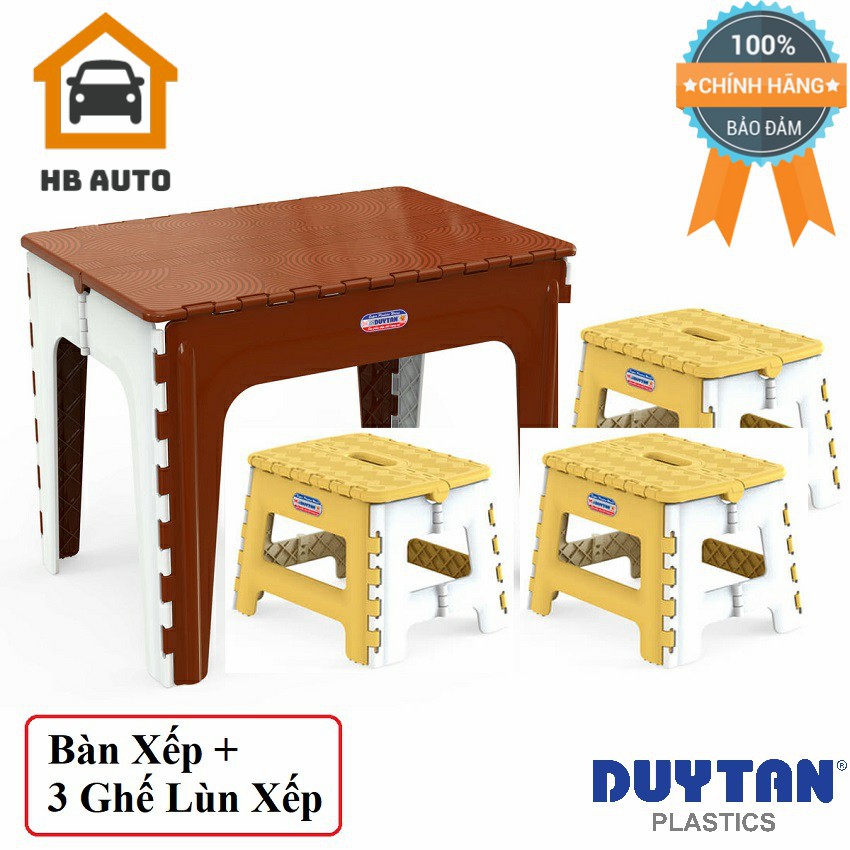 Combo Bàn Xếp Ăn Uống Duy Tân No.947 và Ba Ghế Lùn Xếp Duy Tân No.944