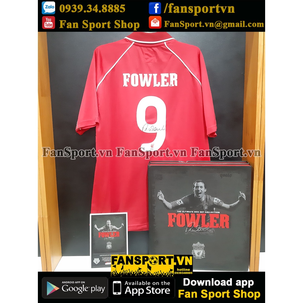 Hộp áo đấu bóng đá có chữ ký Fowler 9 Liverpool 2000 2001 2002 home shirt jersey sign box