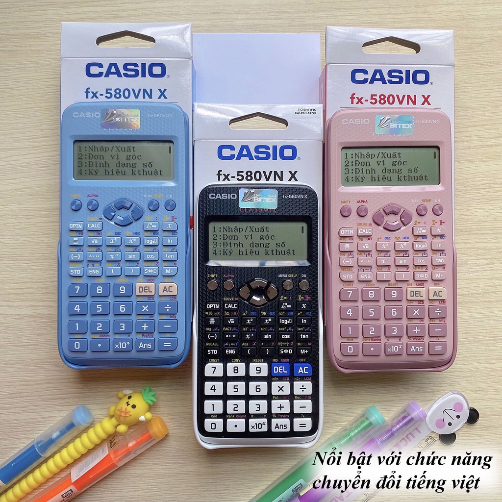 Máy tính Cầm Tay Casio FX 580VN X Hàng chính hãng - Casio 580 Giải phương trình bậc 4 , ma trận 4x4 , bảo hành 7 năm