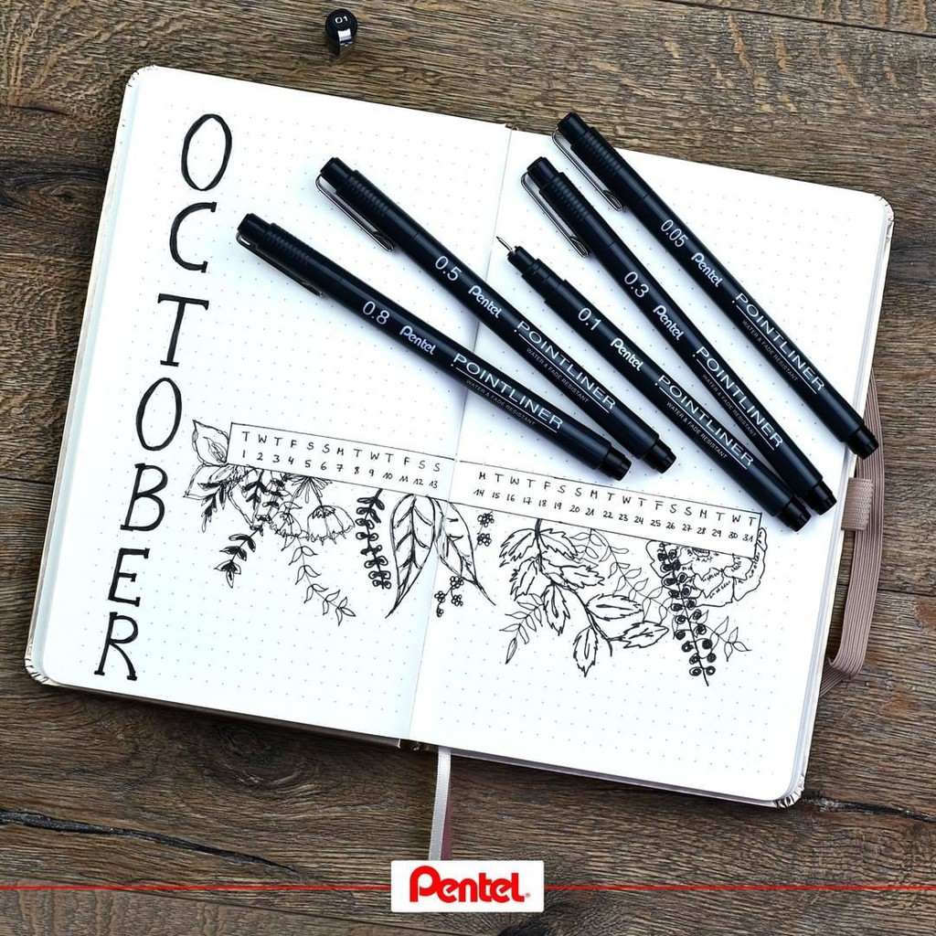 BỘ 5 CÂY BÚT LINE ĐI NÉT CHUYÊN NGHIỆP PENTEL POINTLINER