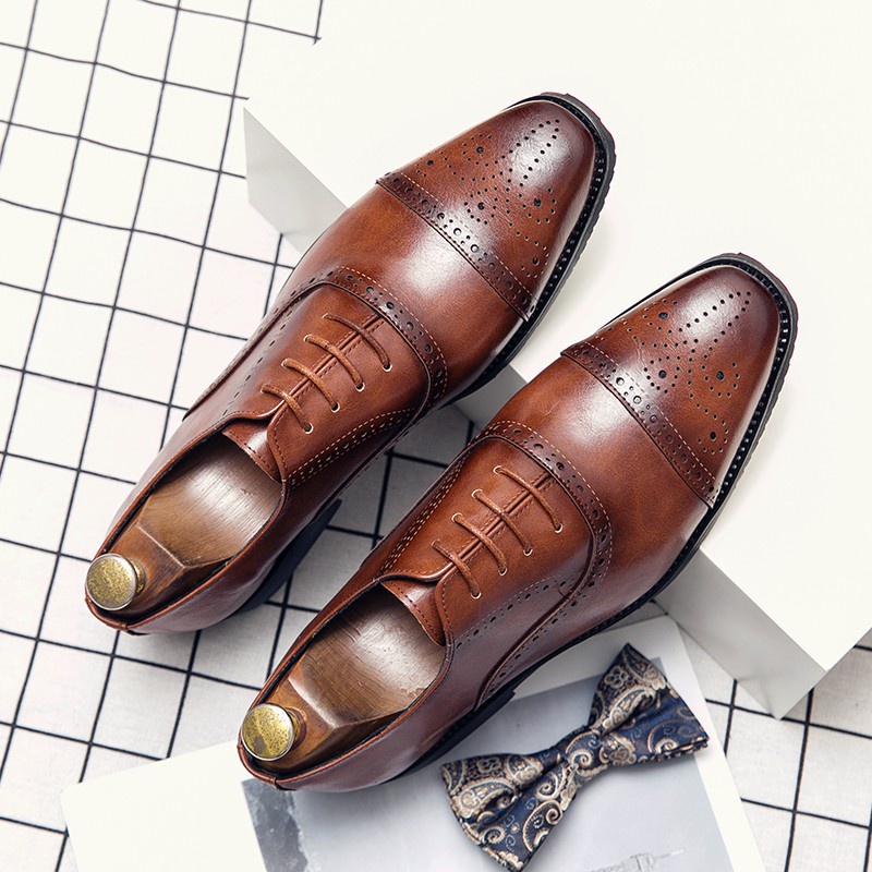 Giày Da oxford Không Ủi Phong Cách Công Sở Cho Nam size 45 46 47 48