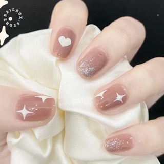 Bộ 24 móng tay giả hoạ tiết 3D độc đáo, màu sắc nghệ thuật, dáng móng ngắn ( Tặng kèm keo và dũa )