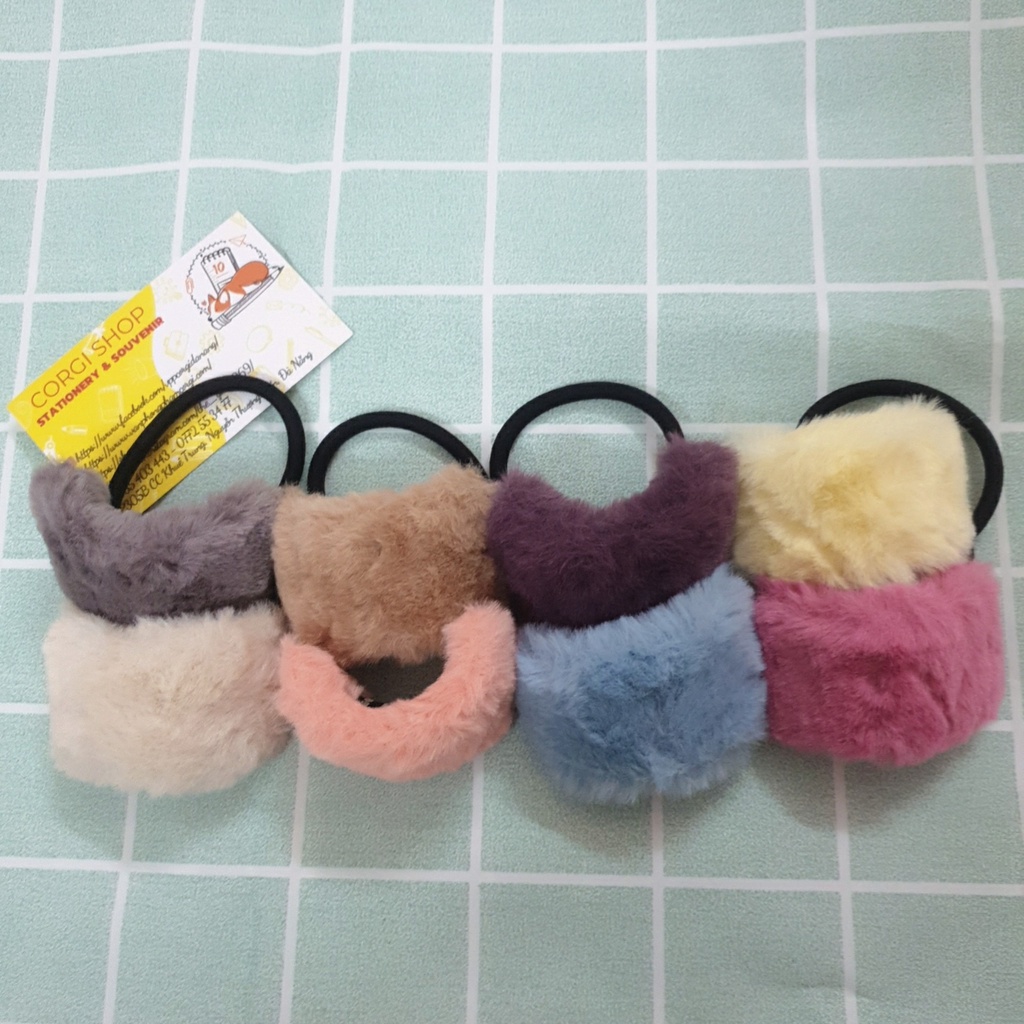 Dây cột tóc nữ lông nhiều màu dễ thương - Chun buộc tóc bảng lông phong cách Hàn Quốc