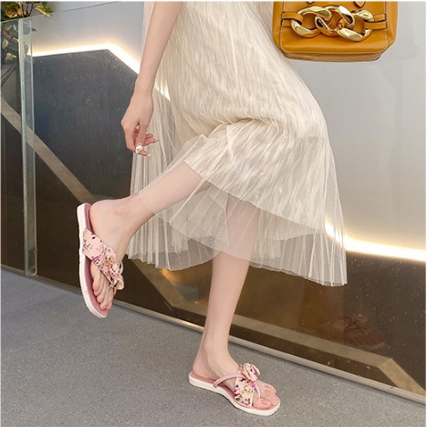 Dép Nữ Nhiều Màu Sắc Phong Cách Hàn Quốc, Quai Dép Viền Hoa Bằng Vải Xinh Xắn Dành Cho Các Bạn Nữ