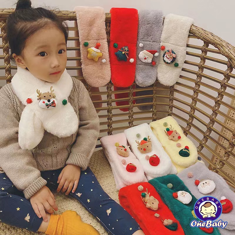 Khăn quàng cổ, khăn choàng cổ lông thỏ gắn họa tiết dễ thương cho bé trai bé gái từ 1 đến 12 tuổi