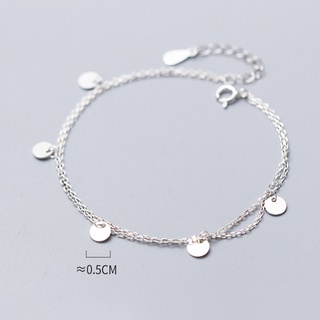 Lắc chân bạc, vòng chân bạc nữ dây kép 2 dây tag hình tròn