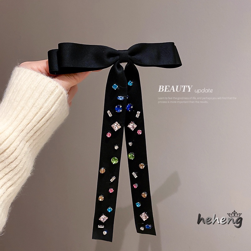 Kẹp Tóc Hình Nơ Đính Đá Tua Rua Nhiều Màu Sắc Phong Cách Hàn Quốc