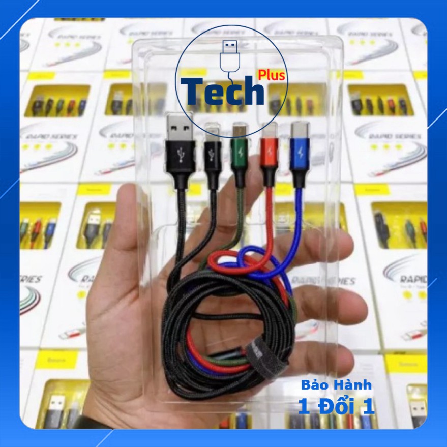 Dây sạc 4 đầu baseus - cáp sạc nhanh 3 in 1 iphone micro usb type c baseus - vienthonghn