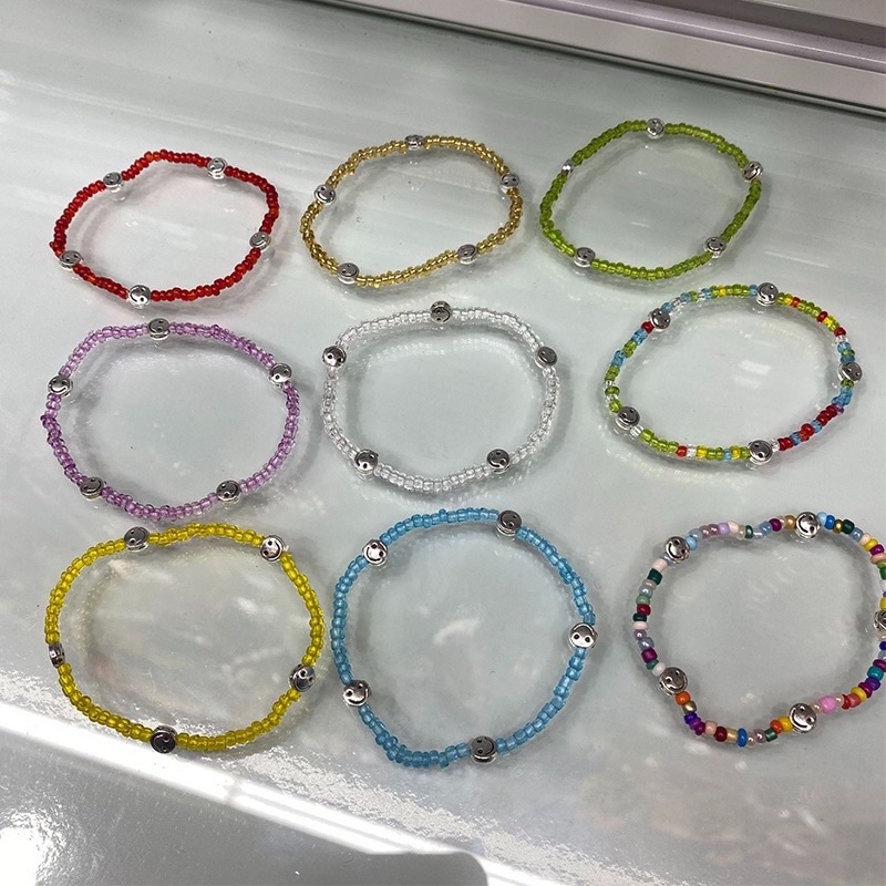 Vòng Tay - Nhẫn Hạt Cườm Mix Màu Charm Mặt Cười Siêu Hot