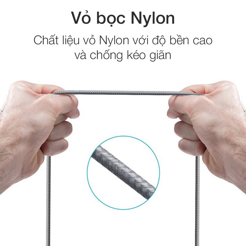 Cáp sạc nhanh micro USB bọc Nylon Romoss dài 1m (H) - Hãng phân phối chính thức